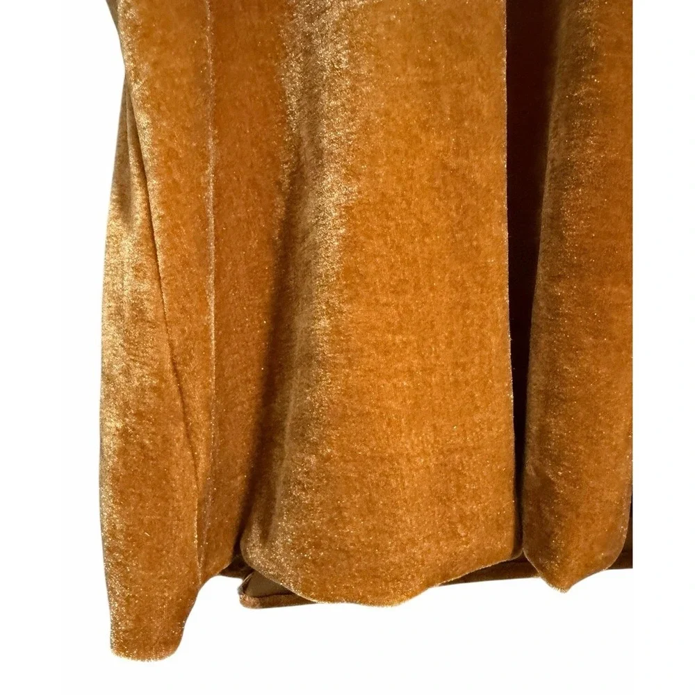 Free People Terese Velvet Top Pumpkin Pie Tie Neck Blouse Women's‎ Size XS